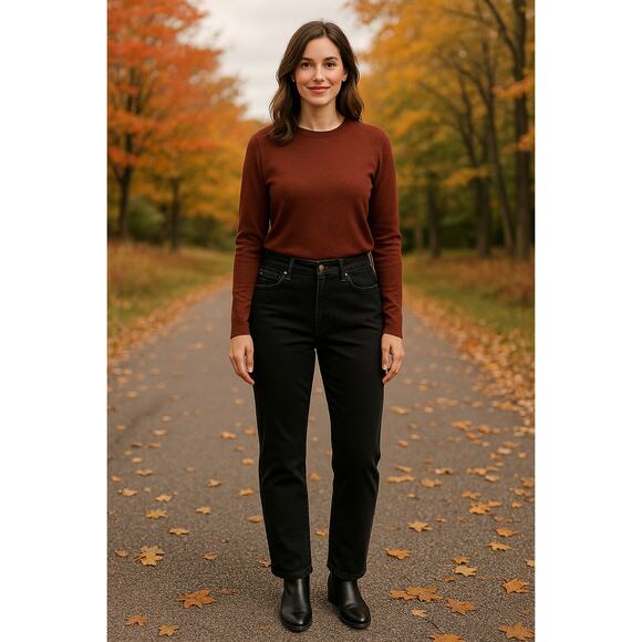 VINTAGE Coldwater Creek Black Mom Jeans 10 High Rise Straight Leg Relaxed Thick - Picture 2 of 9